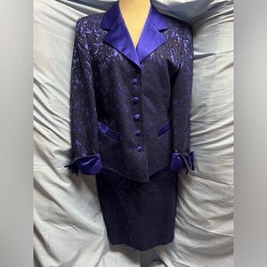 Vintage Escada Couture Deep Purple Women's Blazer and Skirt Set